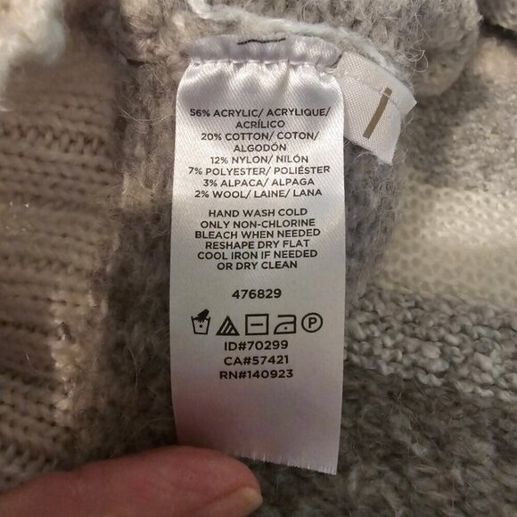 Lou & Grey Striped Color Block Alpaca Wool Blend Crew Neck Sweater Sz L - Picture 7 of 7
